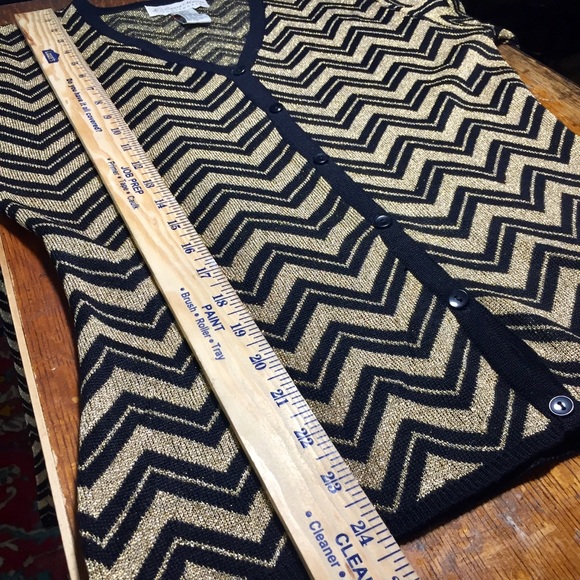 Vintage Black & gold cardigan sweater women’s S - Picture 5 of 13